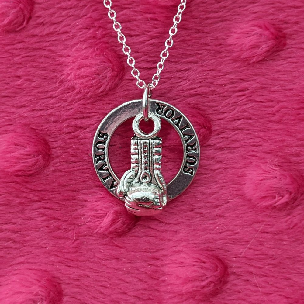 Survivor necklace boxing glove domestic violence necklace